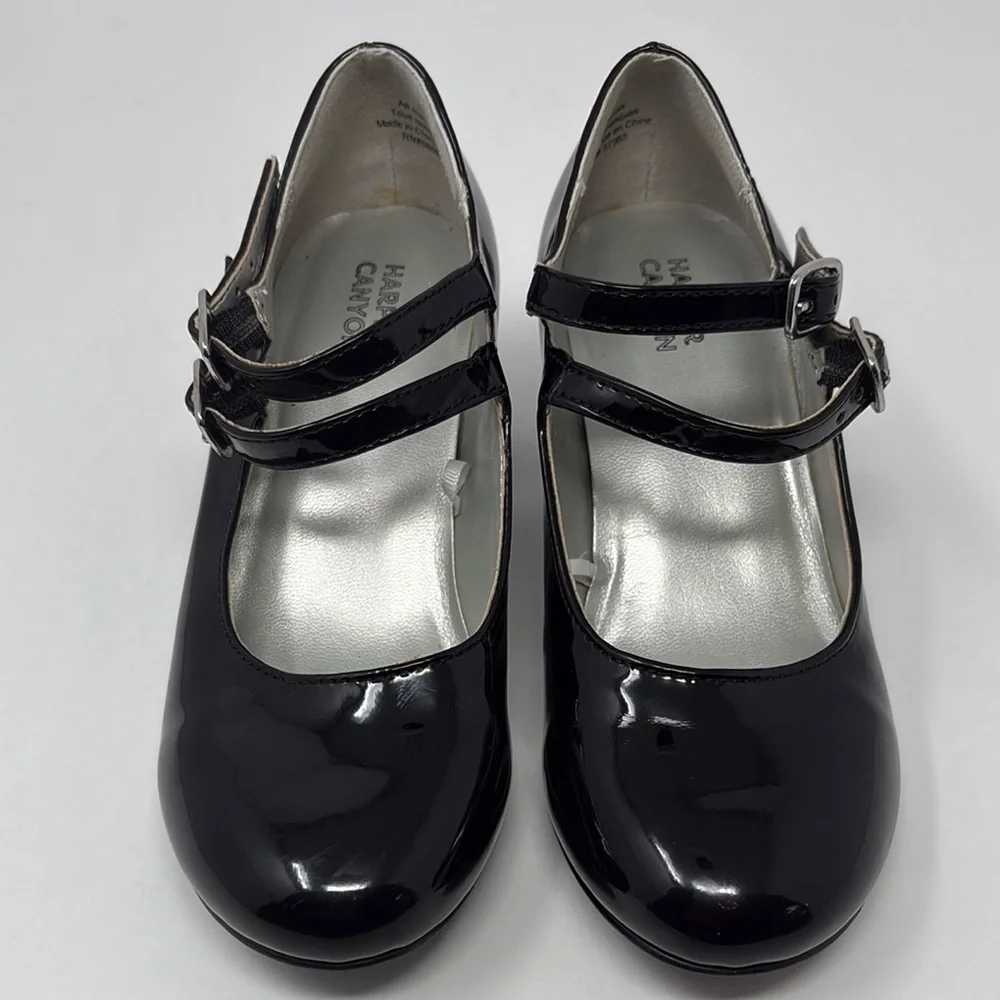 HARPER CANYON: Shiny Black Dress Shoes, Kids Size 13M. Double Buckle